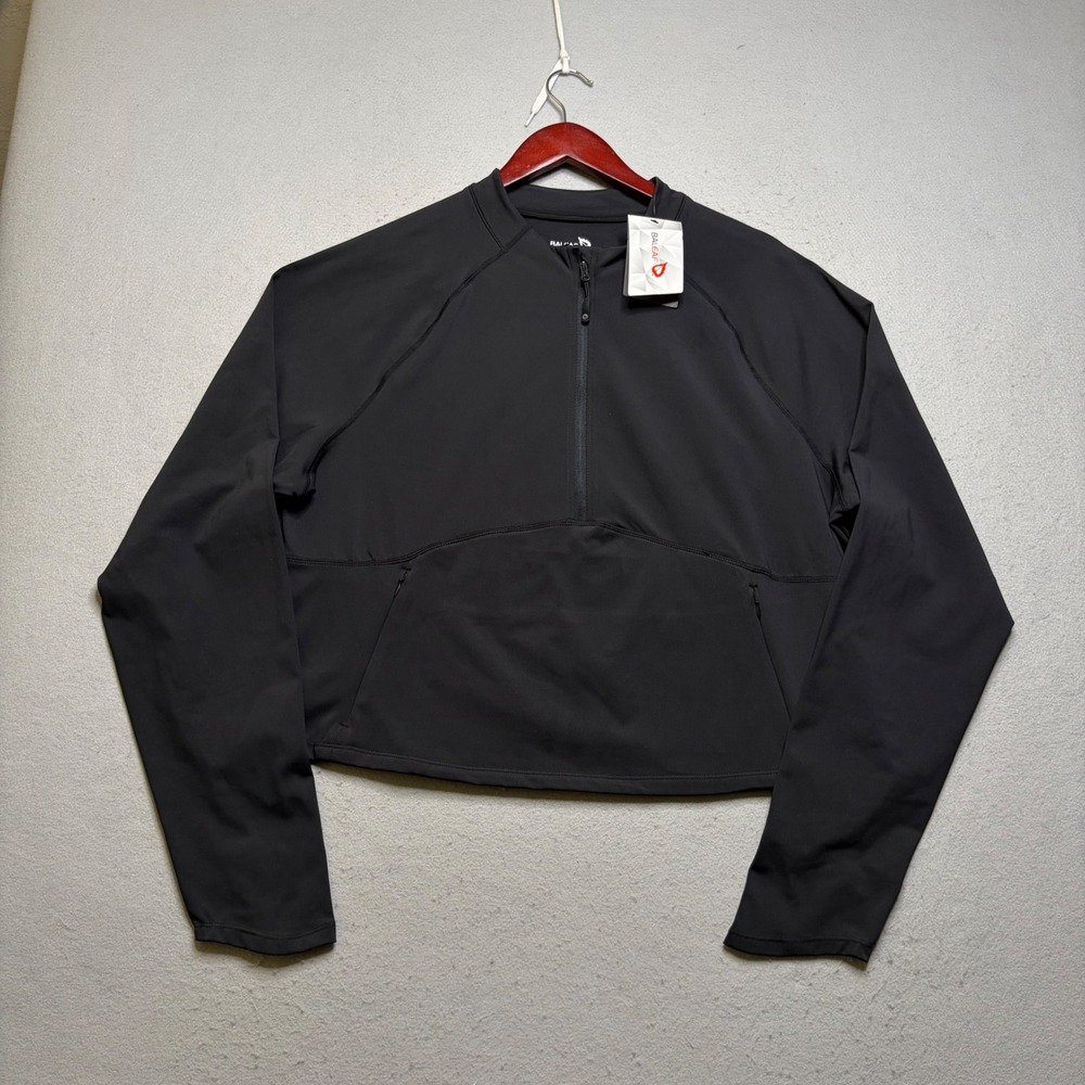 Baleaf 1/4 Zip Pullover Women 3XL Black Cropped Long Sleeve Thumbhole Active Top